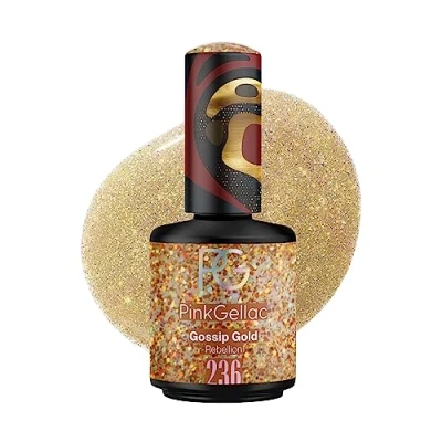 Abbildung von Pink Gellac UV Gel Nagellack 236 Gossip Gold 15 ml Lack Lang Anhaltender Gellack Einfache Entfernung Shellac Nail Polish Made in Holland