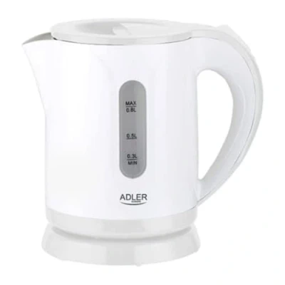 Abbildung von Adler Wasserkocher AD 1371w Elektrisch 850 W 0,8 L Edelstahl/Polypropylen 360 Drehfuß Weiß