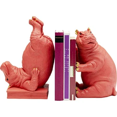 Abbildung von Kare Design Buchstütze Hippo (2/Set), Pink, (H/B/T) 26x19x14cm