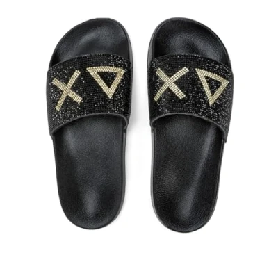 Abbildung von Sun68 LOGO Strass Pantolette flach, Damen, Größe: 39, Nero Schuhe