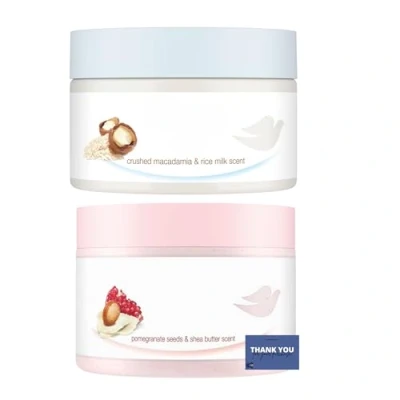 Abbildung von Exfoliating Body Scrub Bundle Dove Macadamia and Rice Milk Pomegranate Shea Butter