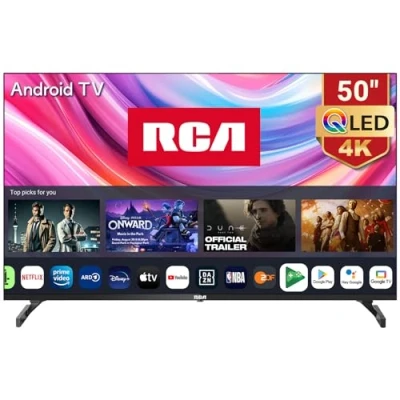 Abbildung von RCA RAQ50UN1 QLED Fernseher 50 Zoll (126 cm) 4K UHD Smart Android TV Aver HDR Google Assistant Dolby Audio WiFi Bluetooth YouTube Netflix Prime Video VEVO Disney+