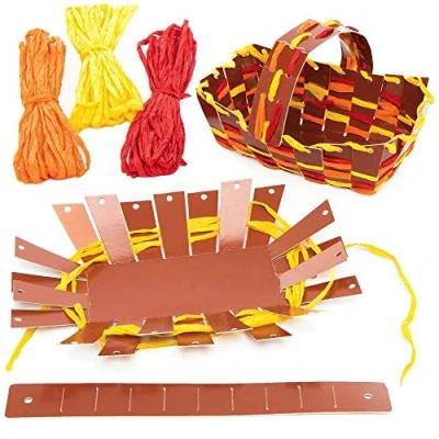 Abbildung von Baker Ross AX289 Erntedankfest Webkörbe Bastelset für Kinder 4 Stück, Saisonale Kreativsets und Bastelbedarf zum Basteln Dekorieren in der Herbstzeit, Mittel