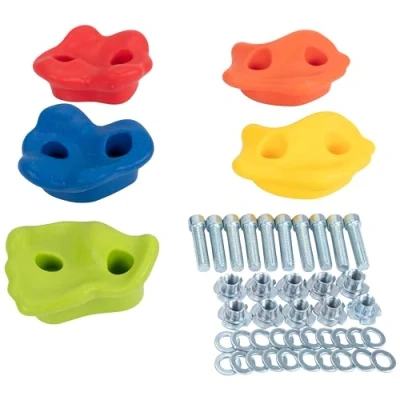 Abbildung von Spielturmking® Klettersteine Klettergriffe inkl. Befestigungsmaterial Outdoor &amp; Indoor Bouldersteine bunt für Spielturm und Kletterwand (15 Stück)