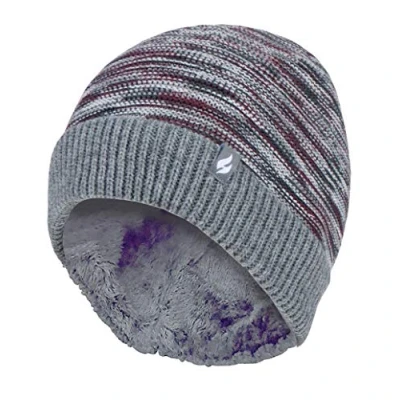 Abbildung von HEAT HOLDERS Herren Elegant Muster Fleece Gefüttert Strick Beanie/Mütze für Winter und Herbst (Einheitsgröße, Grau)