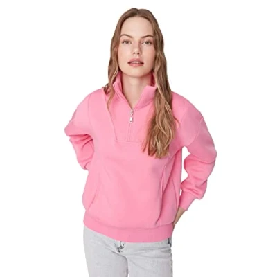 Abbildung von Trendyol Women&#039;s Damen Gerade Lange Ärmel Regulär Sweatshirt, Pink, 36