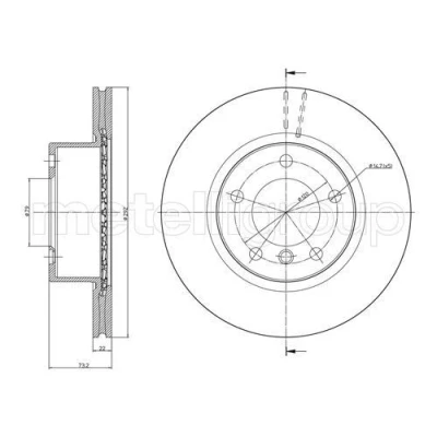 Abbildung von METELLI 23 0811C Bremsscheibe 292,0 22,0 5 79,0 Belüftet lackiert BMW: 3 Limousine, 1 Schrägheck, Coupe