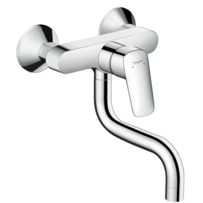 Abbildung von hansgrohe Küchenarmatur &quot;Logis M31&quot;, Wandmontage Lowspout 1 Strahlart, chrom