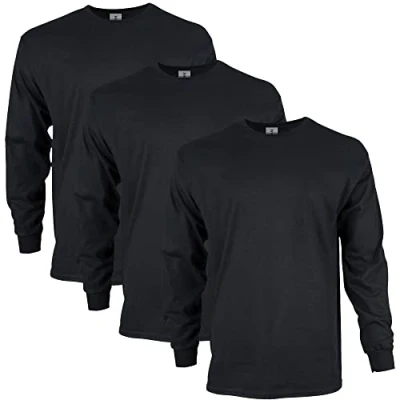 Abbildung von Gildan Unisex Langärmliges T shirt aus Ultra baumwolle, Stil G2400 Shirt, Schwarz (10 Stück), XL