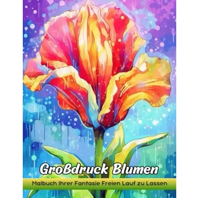 Abbildung von Großdruck Blumen: Malbuch Für Erwachsene Mit Großgedruckten Blumen Zum Stressabbau Und Zur Entspannung
