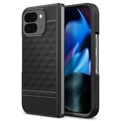 Abbildung von Caseology Parallax für Google Pixel 9 Pro Fold Hülle [3D Hexa Cube Design] [Air Space Technology Protection] Schutzhülle Matt Schwarz