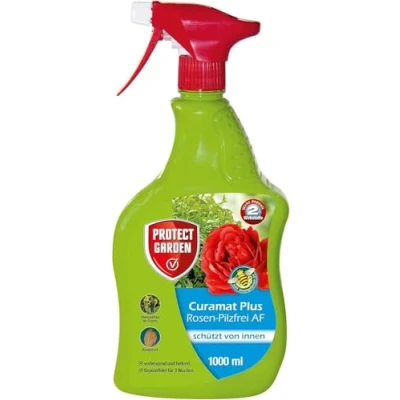 Abbildung von PROTECT GARDEN Curamat Plus Rosen Pilzfrei Spray, anwendungsfertiges Spray gegen Pilzkrankheiten an und Zierpflanzen, 1 Liter, Farblos
