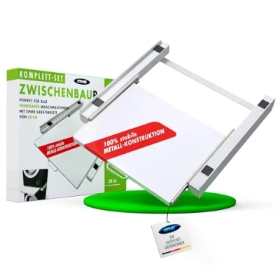 Abbildung von m e ZR 56 Zwischenbaurahmen für Trockner &amp; Waschmaschine Verbindungsrahmen mit Ablage stabil stapeln fixieren Verbindung 60 cm Geräte ((Ablagefläche))