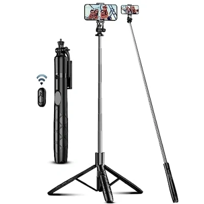 Abbildung von 180cm Handy Stativ Ständer &amp; Selfie Stick, Handyhalter mit Abnehmbarer Fernbedienung, Smartphone Stative, Tripod für iPhone, Handystativ Kompatibel iPhone Android Smartphones, Camera