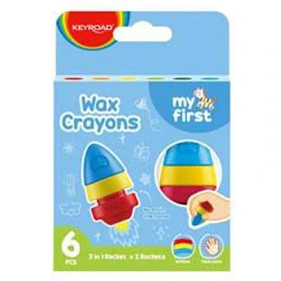 Abbildung von Keyroad Wachsmalkreiden Wachsmalstifte 6 Stück/Mischfarben/Komfortabel Handflächengriff Zeichenstift für Kleinkinder und Kinder Sicher Nicht Toxisch/Kindersicher