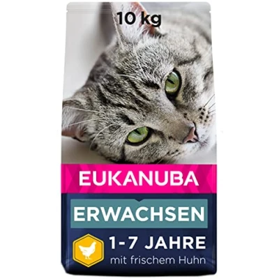 Abbildung von Eukanuba Katzenfutter trocken Huhn Premium Trockenfutter mit hohem Fleischanteil für erwachsene Katzen ab 1 Jahr, 10 kg
