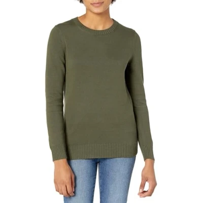 Abbildung von Amazon Essentials Damen Pullover Mit Rundhalsausschnitt Aus 100 % Baumwolle (Erhältlich In Übergröße), Olivgrün, XXL