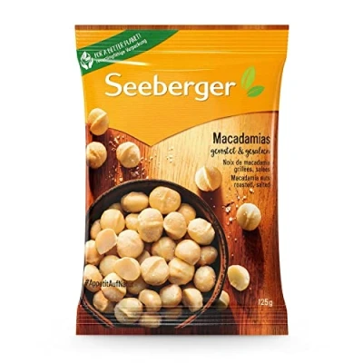 Abbildung von Seeberger Macadamias geröstet &amp; gesalzen: Feinstens veredelte Macadamianüsse schonend mit feiner Salznote intensiv nussig geschält, vegan (1 x 125 g)