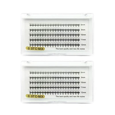 Abbildung von EMEDA 2 Trays 3D volume Wimpern Extensions set falsche natürlich .07mm 8 12mm mix Russische Cluster Individuelle Professionelle C Curl Wimpernverlängerung lashes (8D)