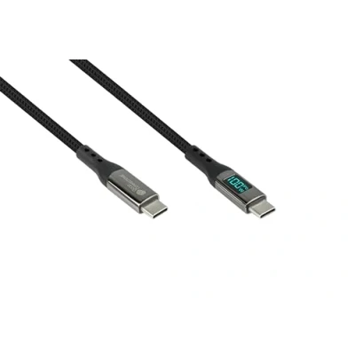 Abbildung von Good Connections USB 2.0 Lade und Datenkabel (100W) mit Digitalanzeige, C™ Stecker an Stecker, schwarz, 1m