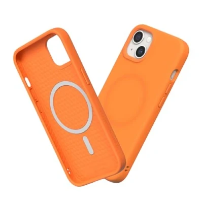 Abbildung von RhinoShield Hülle kompatibel mit [iPhone 13 Mini] SolidSuit MagSafe Stoßdämpfende &amp; schlanke Schutzhülle Premium Finish 3.5 Meter Fallschutz Neon Orange