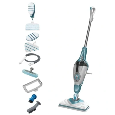 Abbildung von Black &amp; Decker BHSM166DSM, Aufrechter Dampfreiniger, 0,5 l, Aqua Farbe, Weiß, Tasten, Drehregler, Fixed, 6 m