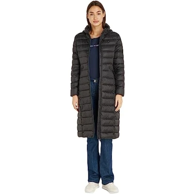 Abbildung von Tommy Hilfiger Padded Global Stripe MAXI Wintermantel, Damen, Größe: Small, Black