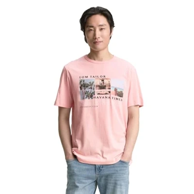 Abbildung von TOM TAILOR Herren T Shirt aus Baumwolle mit Logo Print