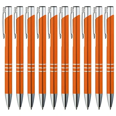 Abbildung von GIMEI® Metall Kugelschreiber 20 Stück Premium Set Hochwertig, Kulli für einfaches &amp; weiches Schreiben Blauschreibender Orange als optischer Hingucker