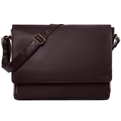 Abbildung von LEABAGS Messenger Bag, Oxford Echtleder Umhängetasche Herren Ständiger Begleiter, Leder Laptoptasche bis 15 Zoll Ausreichend Platz, mit Schultergurt Begleiter Zur Arbeit