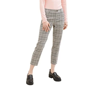 Abbildung von TOM Tailor Denim Checked Cigarette PANT Stoffhose, Damen, Größe: Medium, Rose/grey