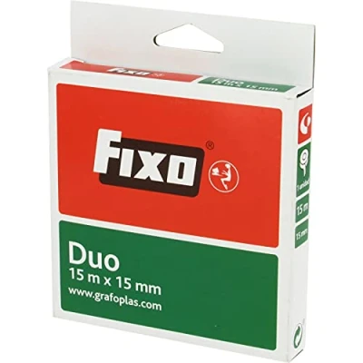 Abbildung von Fixo Duo 75600200 Doppelseitiges Klebeband, 15 mm x m, säurefrei, ideal für Bastelarbeiten mit EVA Gummi und Scrapbooking, transparent