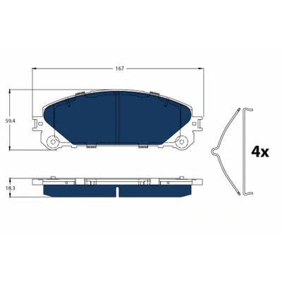Abbildung von TRW GDB3484BTE Bremsbelagsatz nicht für Verschleißwarnanzeiger vorbereitet mit Zubehör TOYOTA: RAV4 IV SUV, LEXUS: NX
