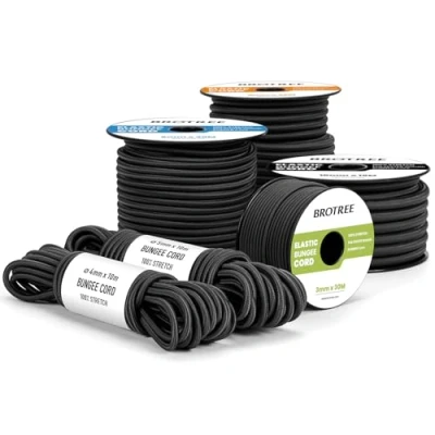 Abbildung von Brotree Gummiseil Expanderseil 4mm x 10m Schwarz Planenseil Spanngummi Spannseil Wetterfest für Plane, Anhängerplane, Zelte, Camping, Netz