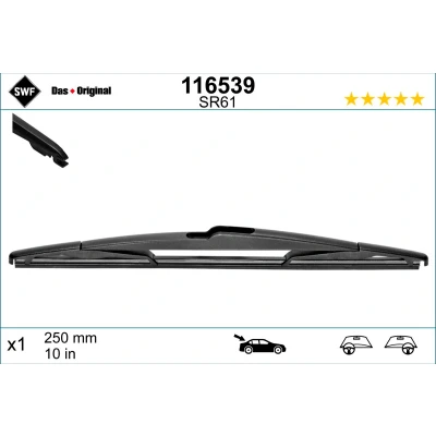 Abbildung von Scheibenwischer Swf 116539 250mm hinten Bügelwischblatt TOYOTA: RAV4 IV SUV, Yaris IV, MAZDA: 2 Schrägheck, SUZUKI: SWIFT 5