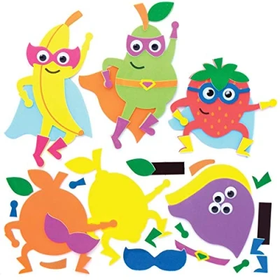 Abbildung von Baker Ross Bastelsets für Deko Magneten „Super Früchte“ zum Kombinieren, Kunsthandwerksprojekte Kinder (8 Stück)