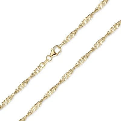 Abbildung von Materia Collierkettchen Singapurkette Gelbgold gedreht für Damen 3mm K14, Sterlingsilber, vergoldet