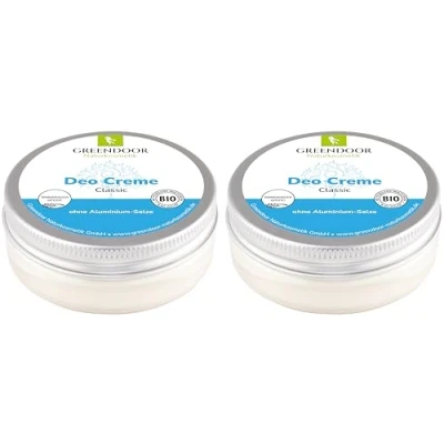Abbildung von GREENDOOR Deo Creme ohne Aluminium 2er SPARPACK, 100ml Natur Deodorant, natürlich Salze Alkohol Parabene Palmöl, Aloe Vera Naturkosmetik, Deocreme Cremedeo
