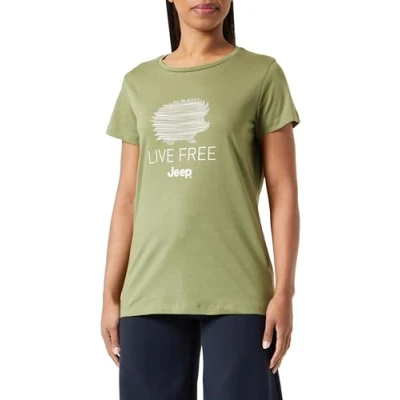 Abbildung von JEEP O102924 E100 J Damen T Shirt Igel Sketch Live Free Großer Aufdruck J23W Olive Green M