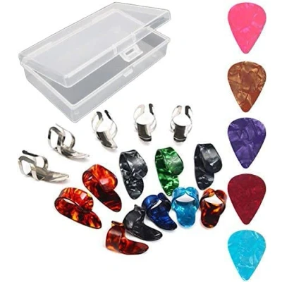 Abbildung von RUNCCI YUN Gitarren Fingerpicks, daumenpick，Edelstahl, mit Box mit, für Bassgitarre, 20Stück