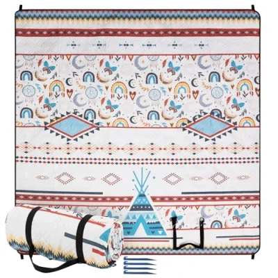 Abbildung von JEMIDI Outdoorteppich Boho Picknickdecke 200x200 groß Stranddecke XXL, Höhe: 130,00 mm