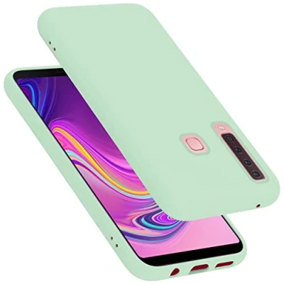 Abbildung von Cadorabo Hülle kompatibel mit Samsung Galaxy A9 2018 Handyhülle für Case aus flüssigem Silikon stoßfeste dünne TPU Schutzhülle Liquid HELL GRÜN