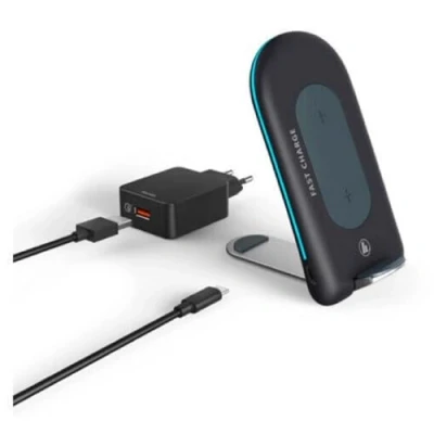 Abbildung von QI Wireless Charger FC15S Prime Line 15W Induktive Ladestation Kabelloses Ladegerät LED Schwarz
