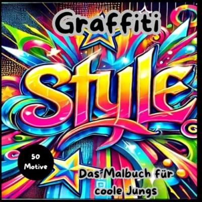 Abbildung von Graffiti Malbuch für coole Jungs: Einzigartige Sammlung von 50 Street Art Malvorlagen Jugendliche.