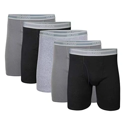Abbildung von Gildan Herren Unterwäsche Boxershorts, Multipack Retroshorts, Schwarz/Anthrazit/Sportgrau (5er Pack, Klassische Länge), Medium