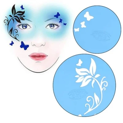 Abbildung von 7styles / set Wiederverwendbare Gesichtsfarbe Schablone Körper Malerei Vorlage Blume Schmetterling Gesichts Design