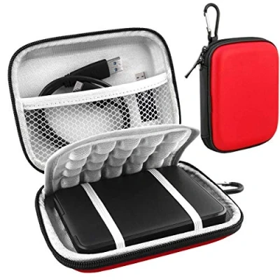 Abbildung von Lacdo Externe Festplattentasche Hard Drive Case für Western Digital WD Elements/WD My Passport Ultra/WD Game 2.5 Zoll HDD 500GB 1TB 2TB 3TB 4TB 5TB Eva Schutzhülle Stoßfest Wasserdicht, Rot