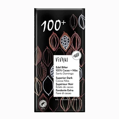 Abbildung von Vivani Edel Bitter 100% Cacao + Nibs Schokolade Santo Domingo 80 g 10er Pack