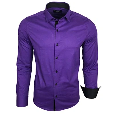 Abbildung von Baxboy Herren Hemd Langarm/Business Freizeit Hochzeit/Bügelleicht/Slim Fit/Anzug Kentkragen B 500, Farbe:Lila, Größen:4XL