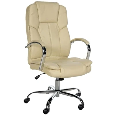 Abbildung von CLP Ergonomischer Bürostuhl Big Xanthos I XXL Komfort Mit Wippfunktion Und Armlehnen Verstellbar Kunstleder Bezug, Belastbar bis 210 kg, Farbe:Creme